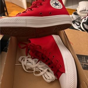 Converse red/white high tops- size 6.5. Never worn